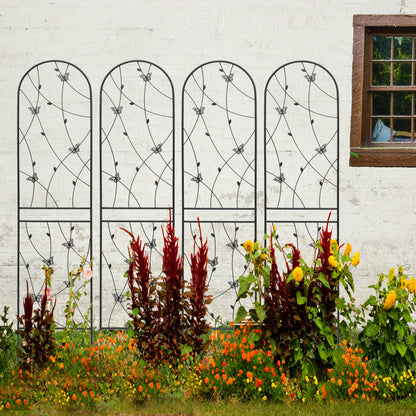 4 Pack Metal Garden Trellis 86.7" x 19.7" Rustproof Trellis for Climbing Plants Outdoor Flower Support Butterfly Deco Black image 1