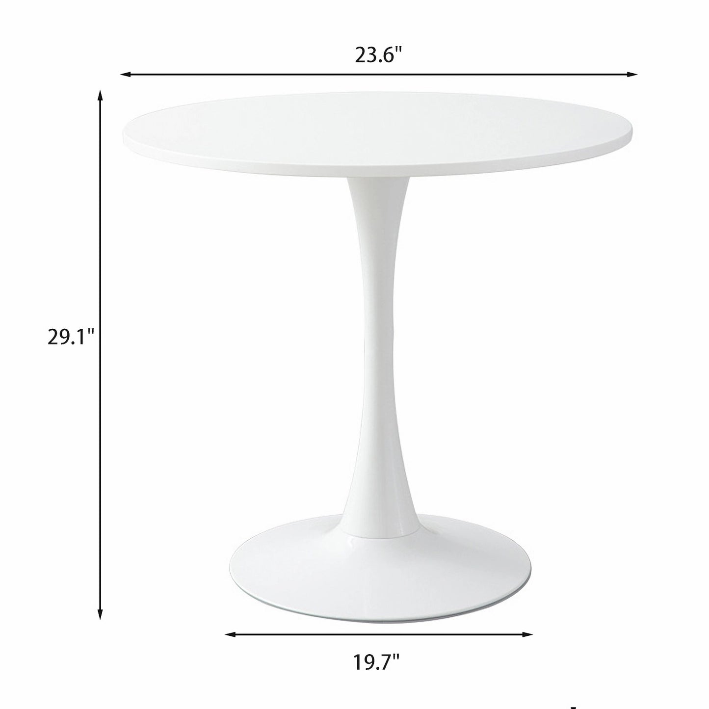 White Round Table, Modern Dining Table, MDF Top and Steel Base Tulip Round Kitchen Table, Mid Century Coffee Table for Living Room 24 Inch, Oval Dining Table image 4