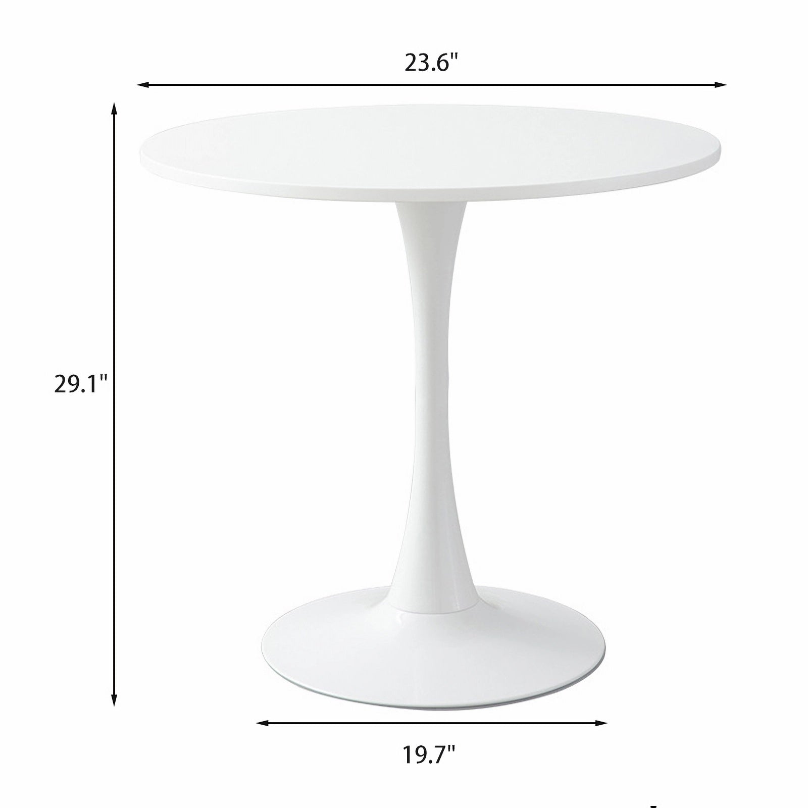 White Round Table, Modern Dining Table, MDF Top and Steel Base Tulip Round Kitchen Table, Mid Century Coffee Table for Living Room 24 Inch, Oval Dining Table image 4