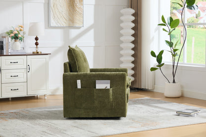 UNITED WE WIN Swivel Barrel Chair - Mid Century Modern Chair, Thick Padded Arm Chair with Solid Metal Base, Comfortable Single Sofa Chair, Swivel Accent Chair for Living Room Bedroom image 9