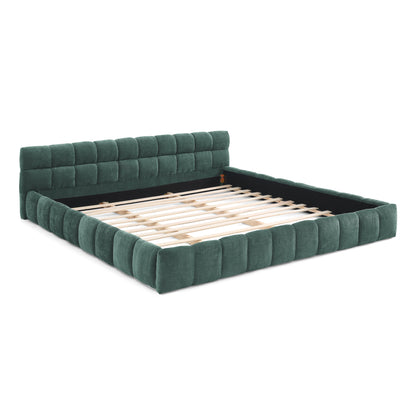 King size Upholstered Bed Frame with Thick Fabric, Chenille Fabric Grounded King Size Platform Bed with Headboard and Solid Frame. No Box Spring Needed-green(88.5''*85.5''*24'') image 8