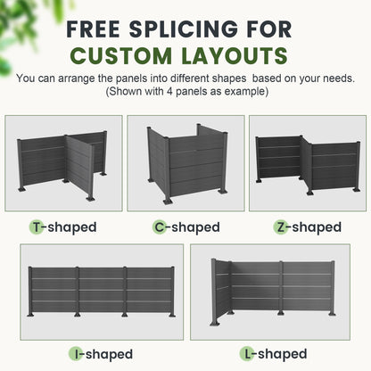 50" W x 49" H Outdoor Privacy Screen, Air Conditioner Fence, All-Weather Vinyl Privacy Fence Screens with Aluminum Posts, 3 Panels, Dark Grey image 9