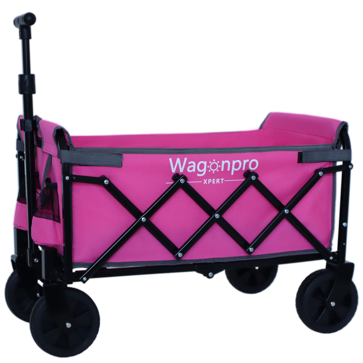 Expandable Dual-Layer Utility Wagon with 100% Extra Space - 225lbs Grocery Cart for Camping, Shopping, Sports, Gardening, Fishing, Pink image 5