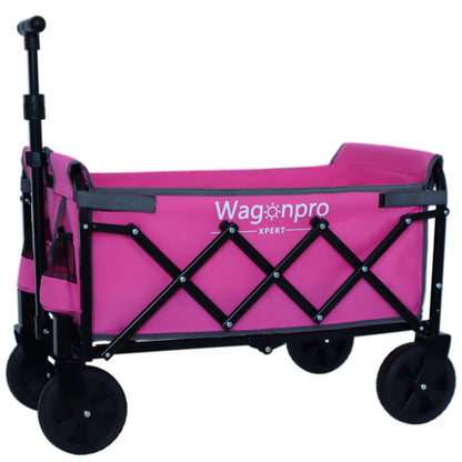 Expandable Dual-Layer Utility Wagon with 100% Extra Space - 225lbs Grocery Cart for Camping, Shopping, Sports, Gardening, Fishing, Pink image 5