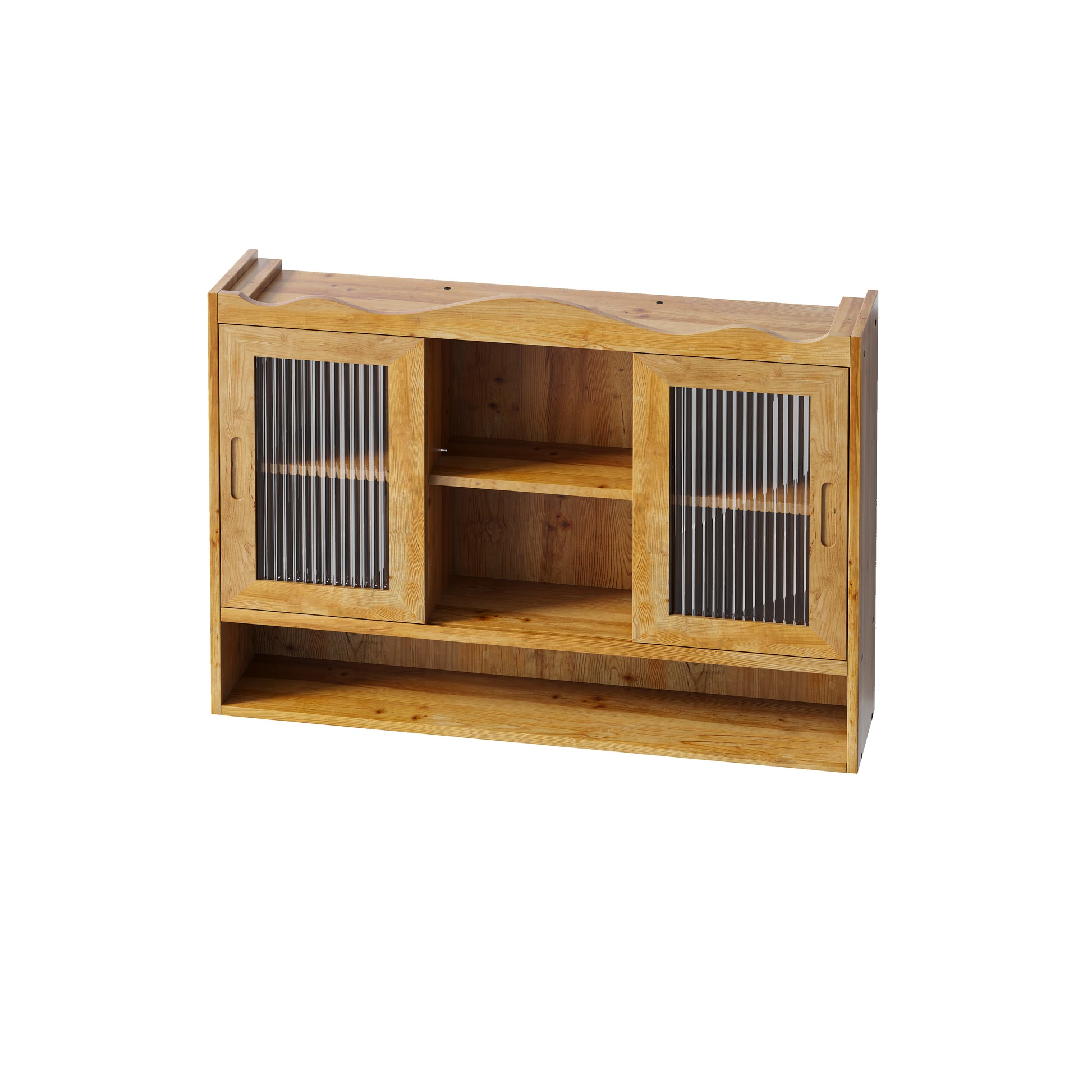35.4"Retro 2 Door Sliding Cabinet Three Layers of Storage Space,Suitable for Bathrooms,Kitchens,Dining Rooms,Natural image 5