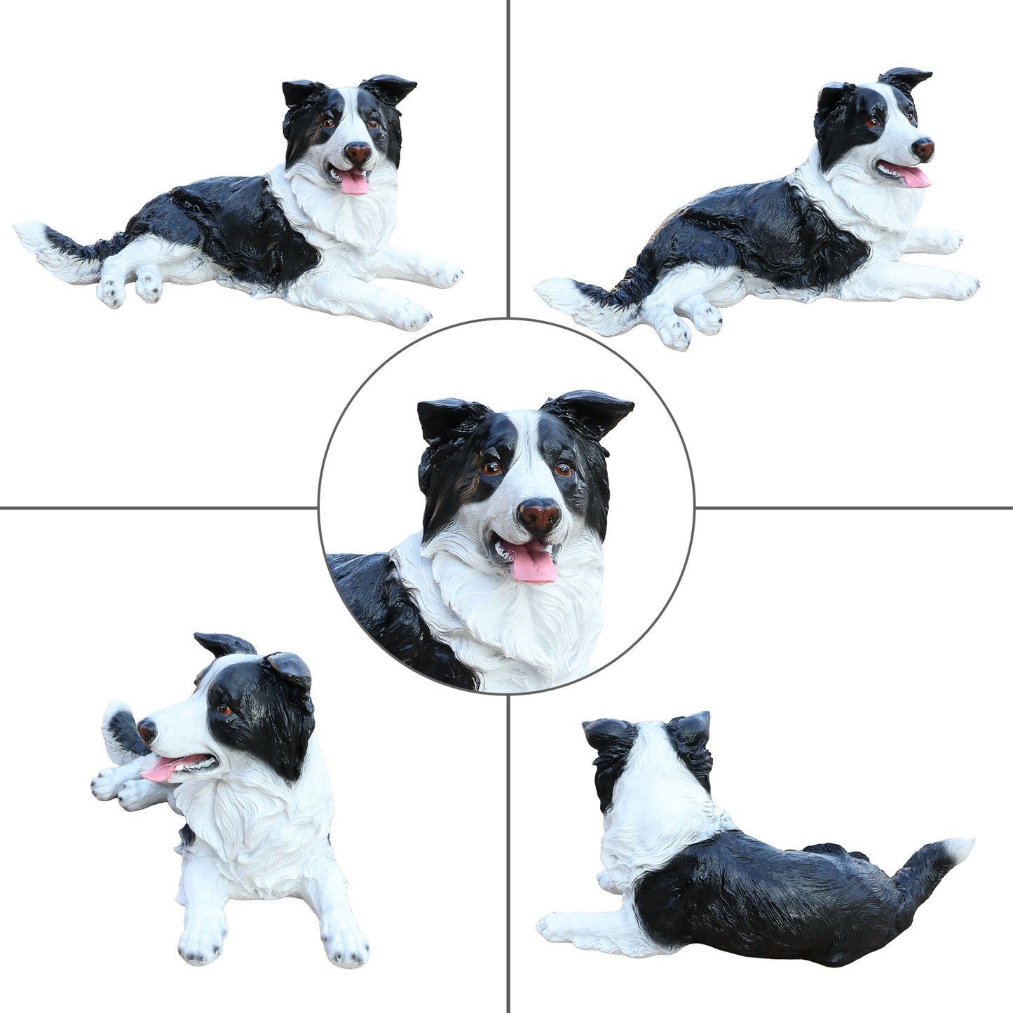 Outdoor Garden Border Collie Dog Statue Greeter Garden Decor – Cute Puppy Sculpture for Yard Porch New Year Gift image 4