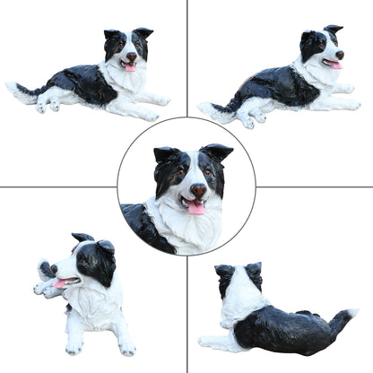 Outdoor Garden Border Collie Dog Statue Greeter Garden Decor – Cute Puppy Sculpture for Yard Porch New Year Gift image 4