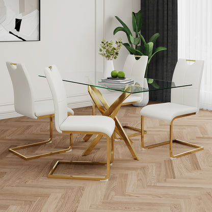 Modern Dining Chairs with Faux Leather Padded Seat Dining Living Room Chairs Upholstered Chair with gold Metal Legs Design for Kitchen, Living, Bedroom, Dining Room Side Chairs Set of 2 image 8