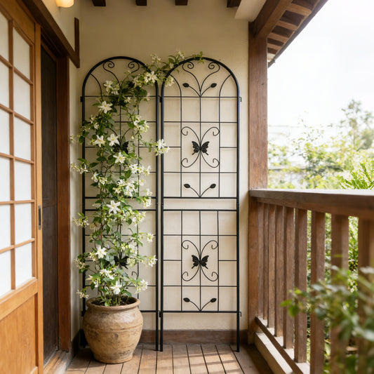 2 Pack Metal Garden Trellis 86.7" x 19.7" Rustproof Trellis for Climbing Plants Outdoor Flower Support Black image 1