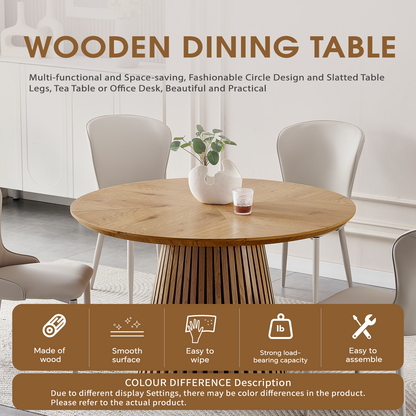 Wooden dining table, modern round kitchen dining table, fashionable design, suitable for family gatherings, multi-functional and space-saving, suitable for living room and dining room image 2