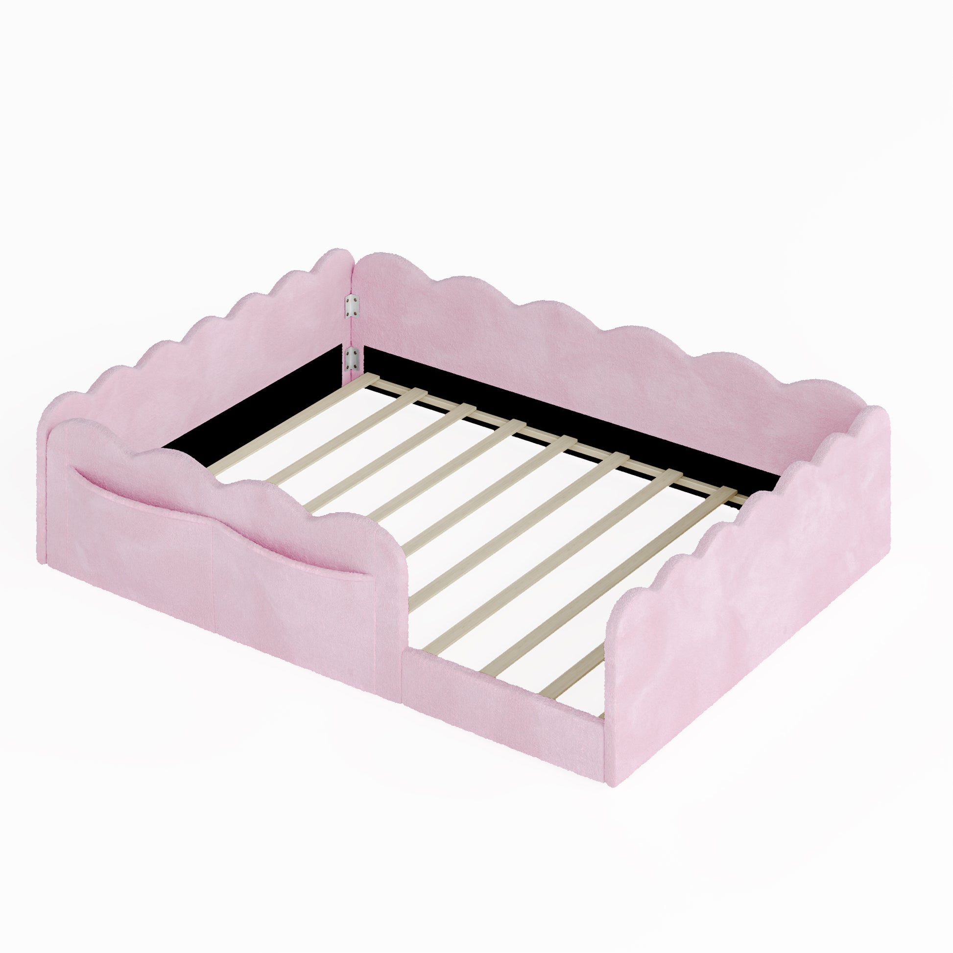 Full Size Upholstered Floor Bed, Pink image 4