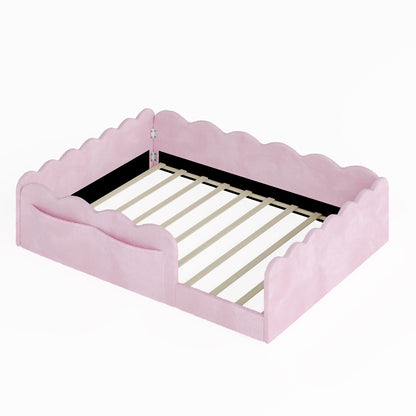 Full Size Upholstered Floor Bed, Pink image 4