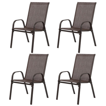 4 Piece Patio Chairs, Outdoor Camping Chairs with Breathable Textilene Fabric, Set of 2 Garden Chairs with Armrest High Backrest for Garden Patio Pool Beach Yard Space Saving (Brown) image 1