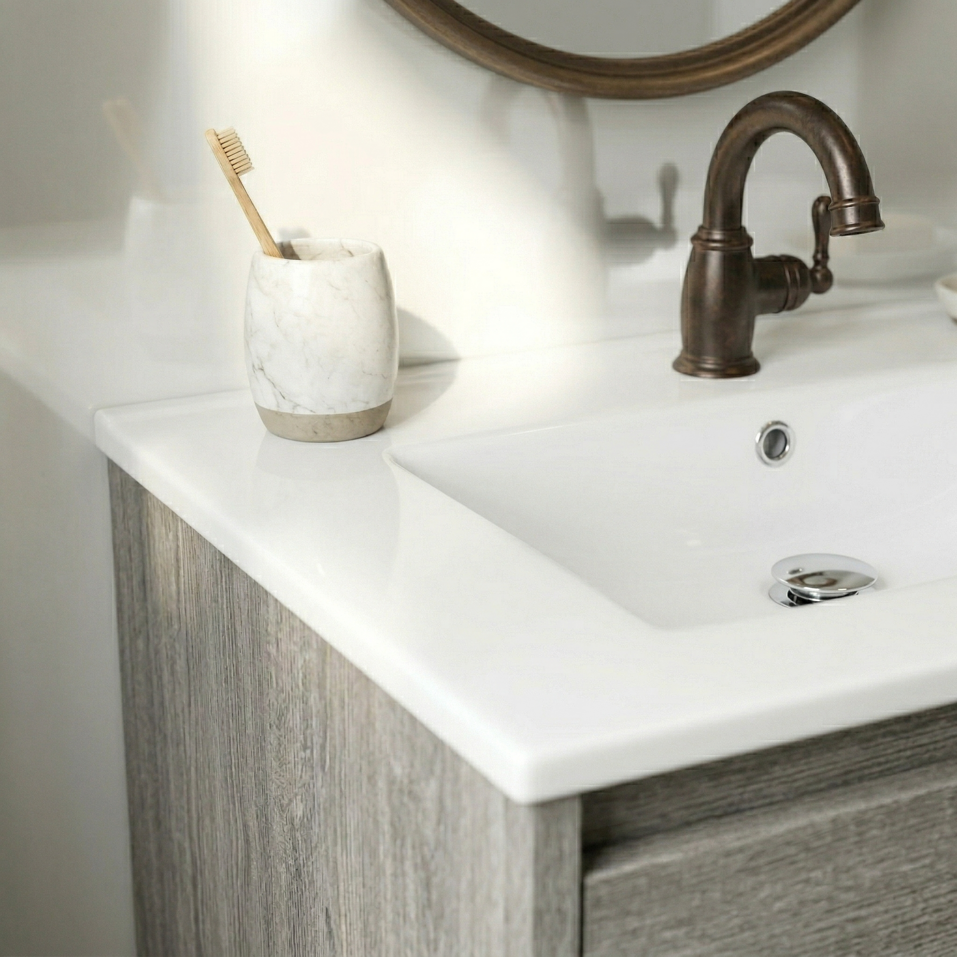 24″W x 18″D Drop In Bathroom Ceramic Vessel Sink with Single Hole, White Rectangle Porcelain Vanity Top Mount with Overflow for Bathrooms Replacement image 5