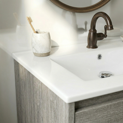 24″W x 18″D Drop In Bathroom Ceramic Vessel Sink with Single Hole, White Rectangle Porcelain Vanity Top Mount with Overflow for Bathrooms Replacement image 5