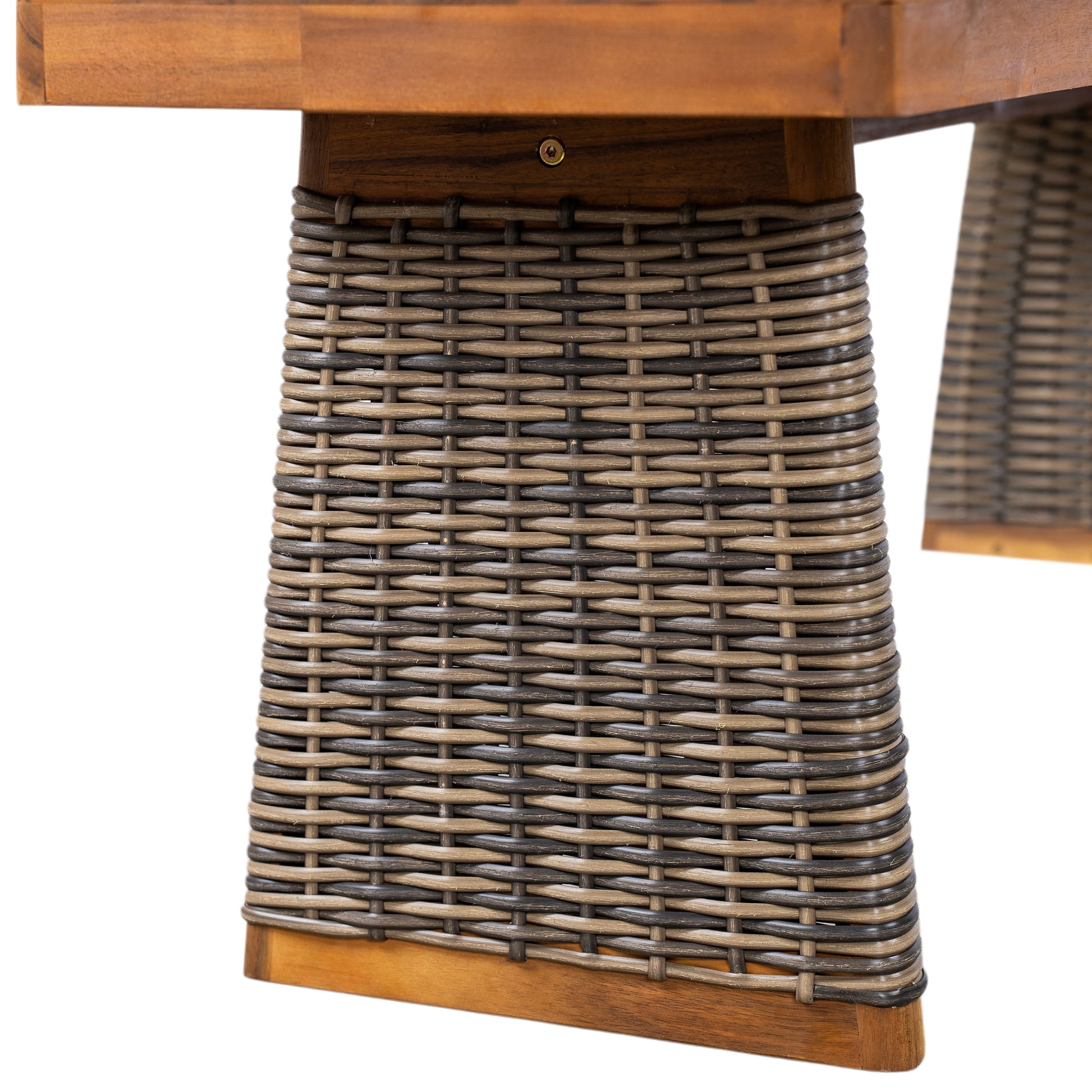 Outdoor 1pcs Acacia Wood Bench,Teak Finish+ Grey Wicker image 11
