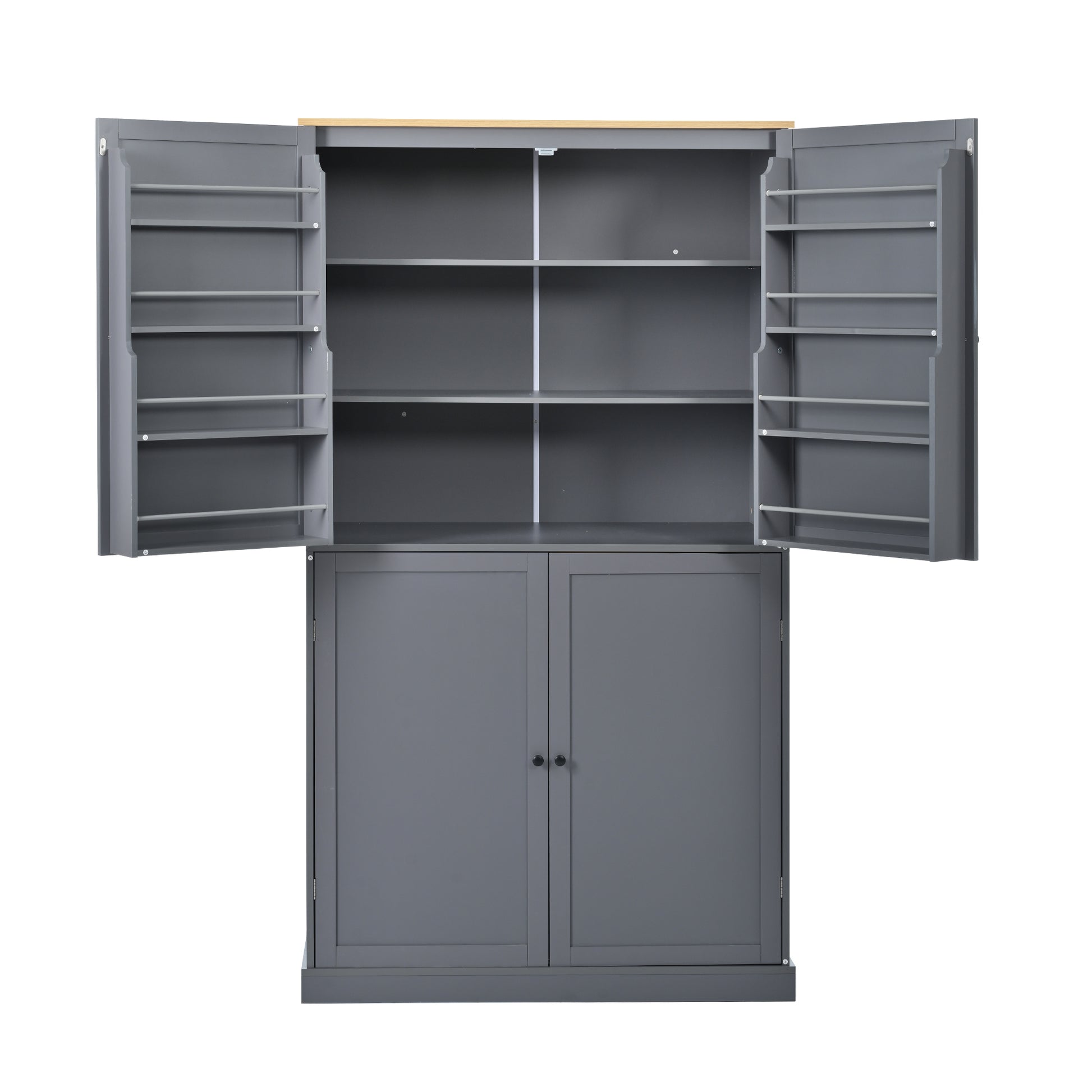 [Assembly Video Provided]TOPMAX 40.2x20x71.3inch High Freestanding Kitchen Pantry Large Cupboard Storage Cabinet with 2 Drawers, 2 Adjustable Shelves, 8 Door Shelves for Kitchen, Dining Room,Gray image 9