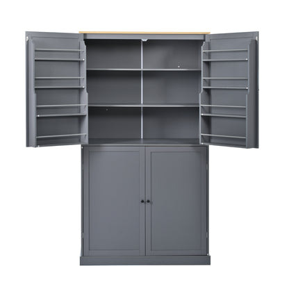 [Assembly Video Provided]TOPMAX 40.2x20x71.3inch High Freestanding Kitchen Pantry Large Cupboard Storage Cabinet with 2 Drawers, 2 Adjustable Shelves, 8 Door Shelves for Kitchen, Dining Room,Gray image 9