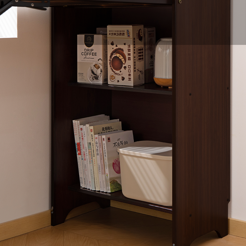Bamboo Folding Desk, Foldable Desk for Small Space, Computer Desk with Hidden Storage, Mid Century Foldable Table for Home Office and Bedroom (Walnut Brown) image 10