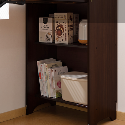 Bamboo Folding Desk, Foldable Desk for Small Space, Computer Desk with Hidden Storage, Mid Century Foldable Table for Home Office and Bedroom (Walnut Brown) image 10
