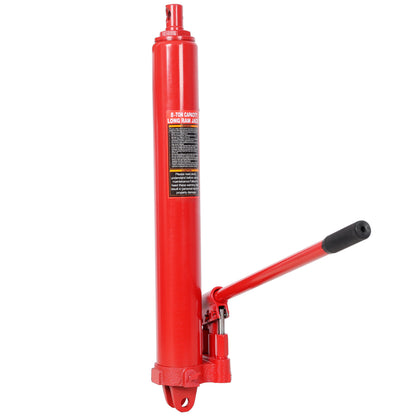 8 Ton Hydraulic Long Ram Jack - Dual Double Piston Pump, Clevis Base, Red - Heavy-Duty 16,000 lb Capacity for Engine Hoists, Shop Cranes & Garage Lifting image 1