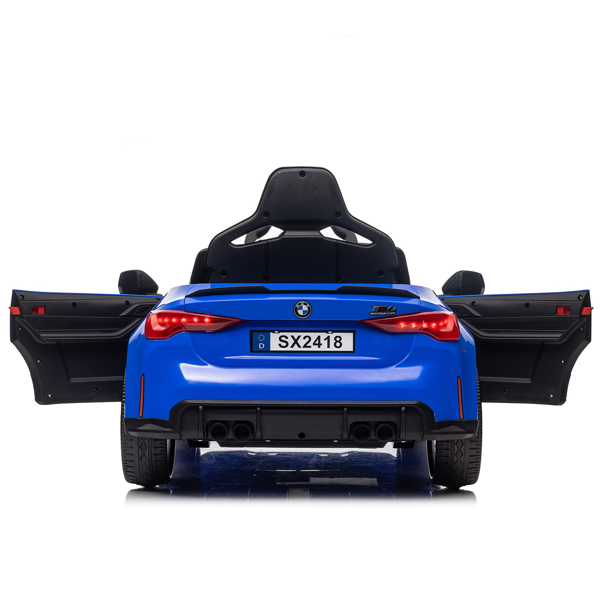 BMW M4 12v Kids ride on toy car 2.4G W/Parents Remote Control,Three speed adjustable,Power display, USB,MP3,Bluetooth,LED light,story,A handle with wheels and a pull, easy to carry image 11