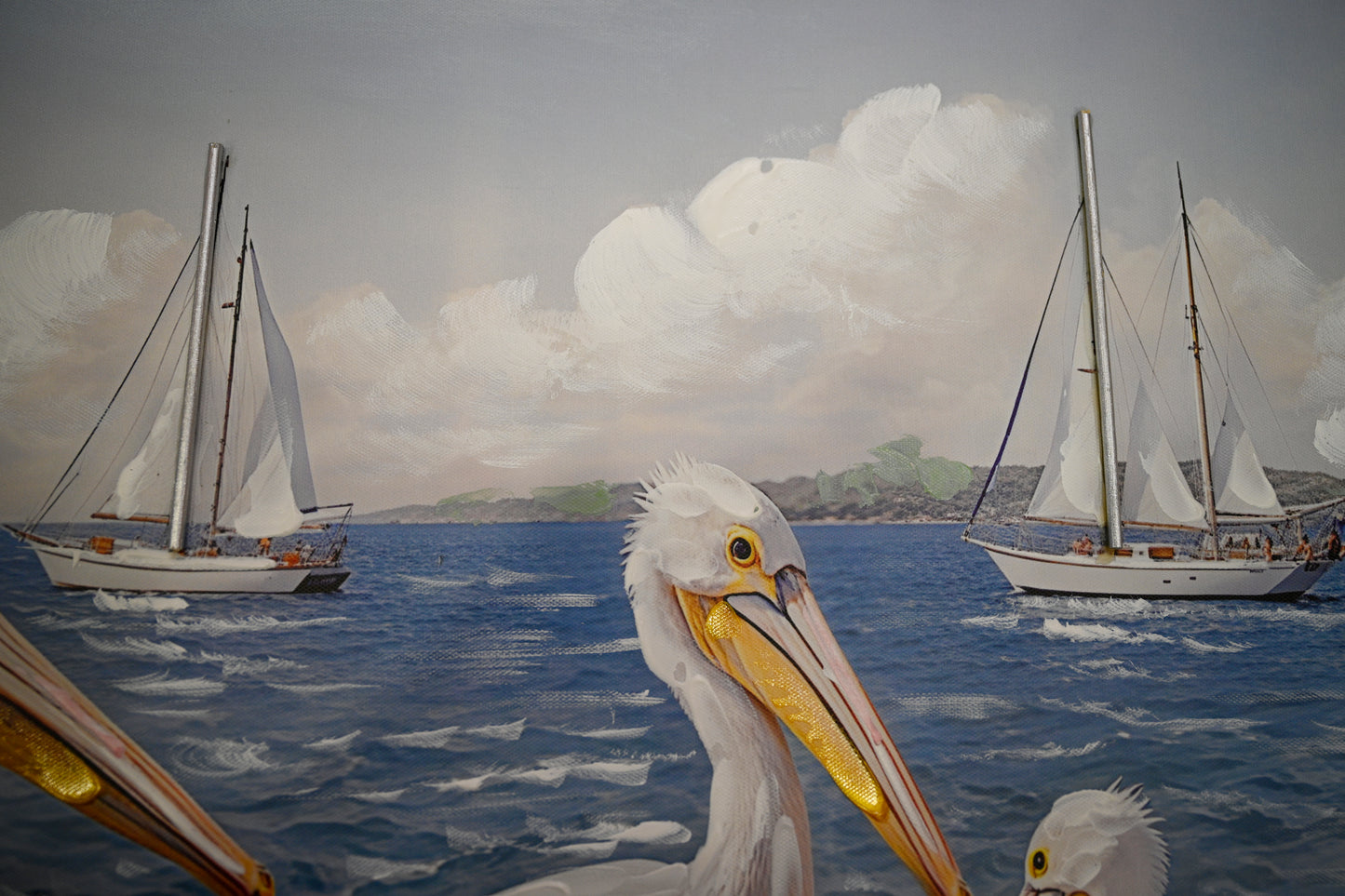 Beach Wall Art - Large Blue Ocean Seagull Canvas Pictures for Living Room Aesthetic Beach Birds Painting Prints Modern Coastal Seascape Artwork Wall Art for Bedroom Decoration 22" X 44" image 5