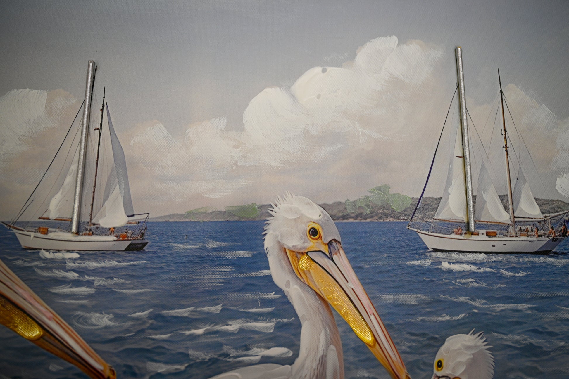 Beach Wall Art - Large Blue Ocean Seagull Canvas Pictures for Living Room Aesthetic Beach Birds Painting Prints Modern Coastal Seascape Artwork Wall Art for Bedroom Decoration 22" X 44" image 5