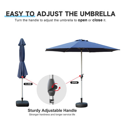 9FT Patio Umbrella, Outdoor Table Umbrella with Push Button Tilt and Crank, UV Protection Waterproof Market Sun Umbrella with 8 Sturdy Ribs for Garden, Deck, Backyard, Pool (Navy Blue) image 4