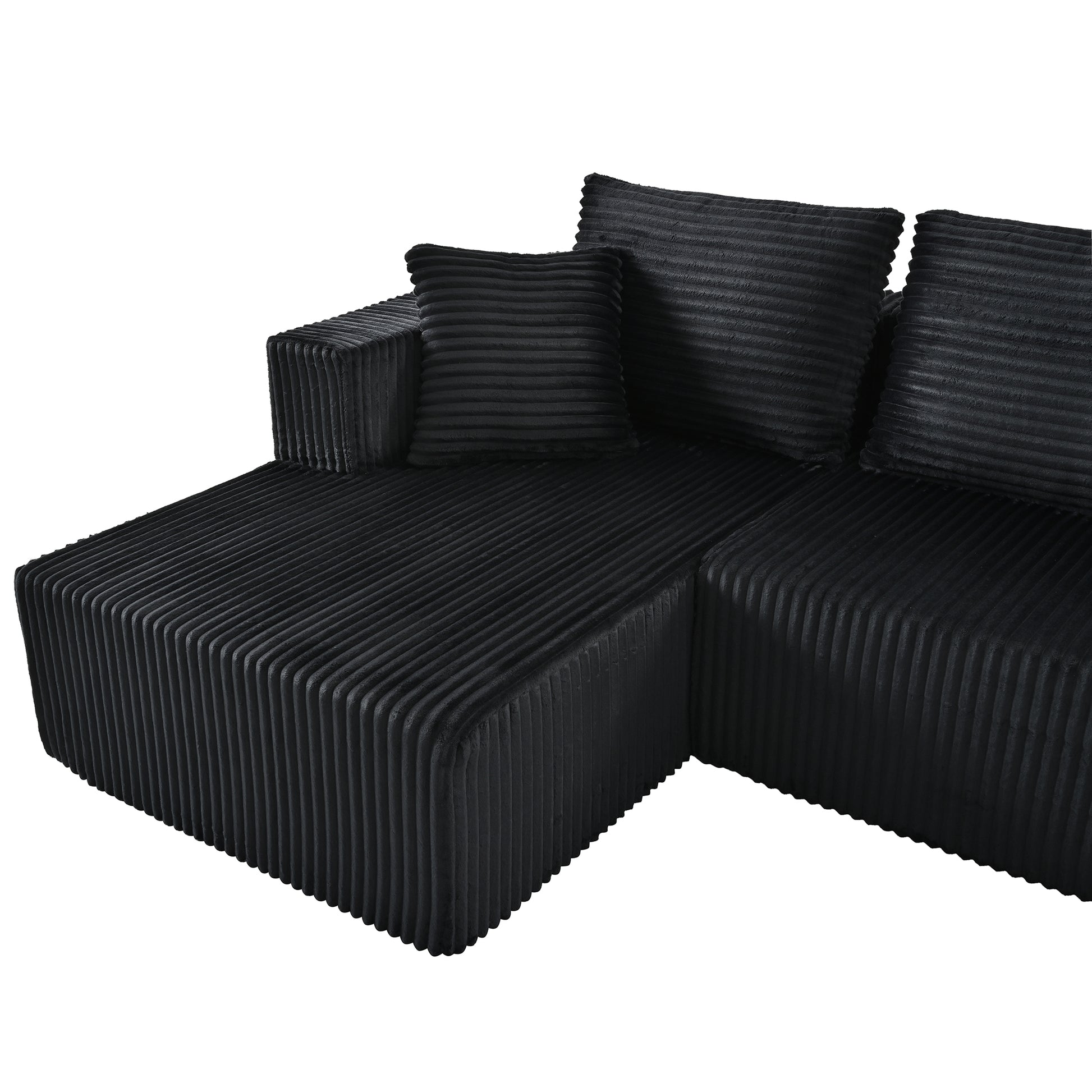 132.1 Inch Modular Sectional Sofa, U-Shaped Corduroy Sofa Couch with Double Chaise, Oversized Deep Seat Cloud Couch for Living Room, Apartment, Black image 11