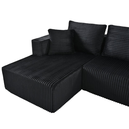 132.1 Inch Modular Sectional Sofa, U-Shaped Corduroy Sofa Couch with Double Chaise, Oversized Deep Seat Cloud Couch for Living Room, Apartment, Black image 11