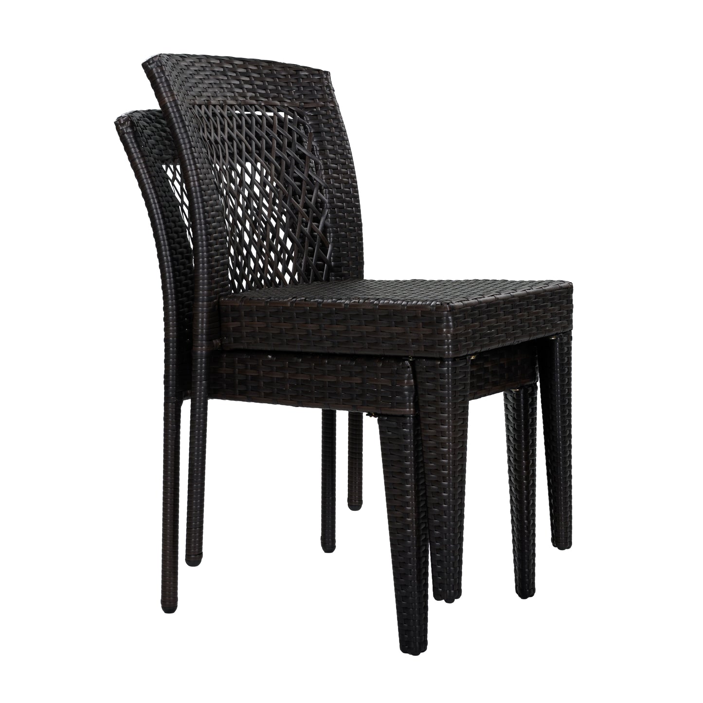 7-Piece Outdoor Dining Set, Acacia Wood Table & 6 Multi-Brown PE Rattan Chairs, Patio Dining Furniture image 8