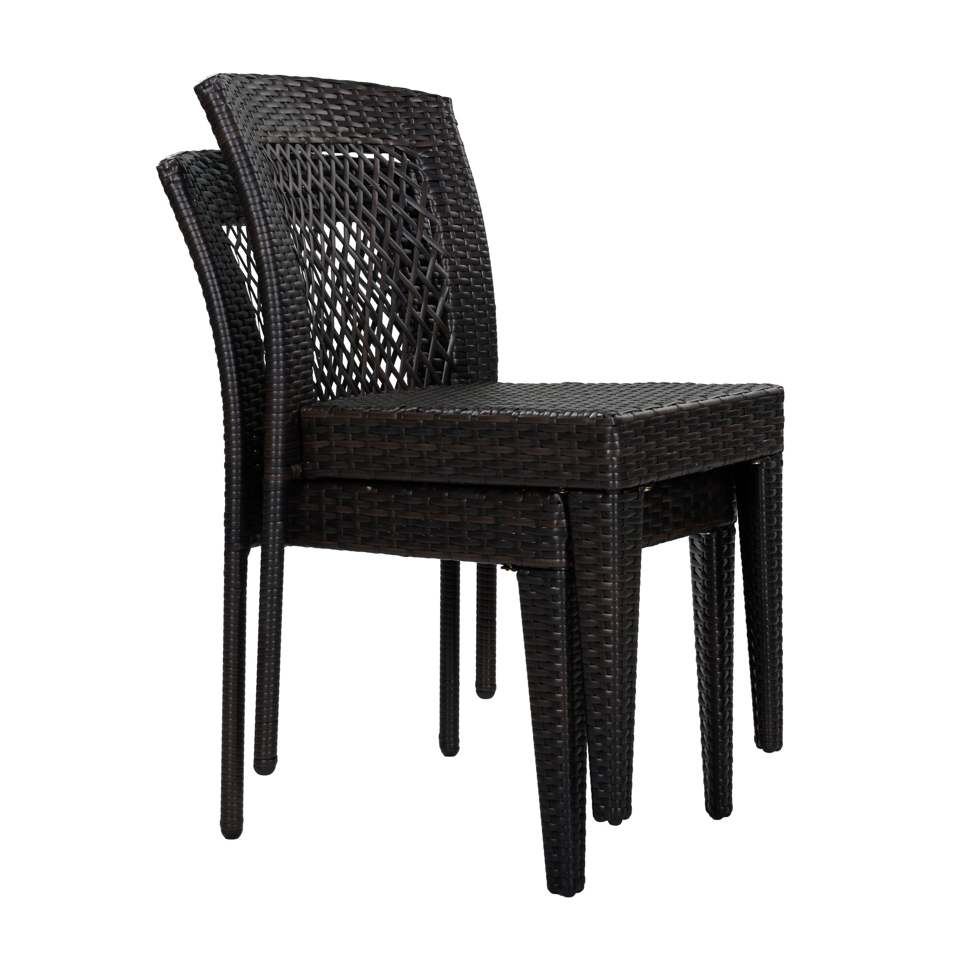 7-Piece Outdoor Dining Set, Acacia Wood Table & 6 Multi-Brown PE Rattan Chairs, Patio Dining Furniture image 8