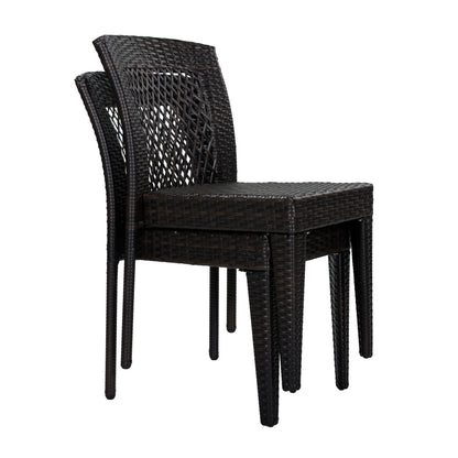 7-Piece Outdoor Dining Set, Acacia Wood Table & 6 Multi-Brown PE Rattan Chairs, Patio Dining Furniture image 8