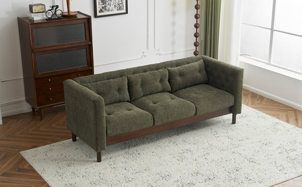 78" Upholstered Sofa Modern 3-seater Sofa Couch with Tufted Design for Living Room,Dark Green image 12