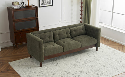 78" Upholstered Sofa Modern 3-seater Sofa Couch with Tufted Design for Living Room,Dark Green image 12