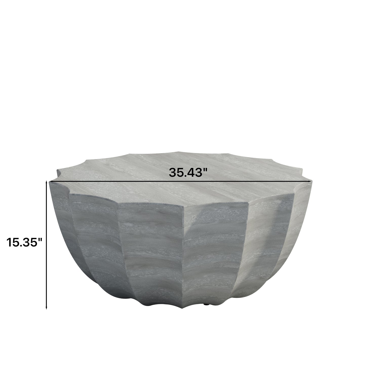 35.43" Modern Outdoor and Indoor Waterproof Coffee Table, Durable MgO Cement Design, Suitable for Terraces, Gardens, Backyards and Living Rooms (Marble white) image 9