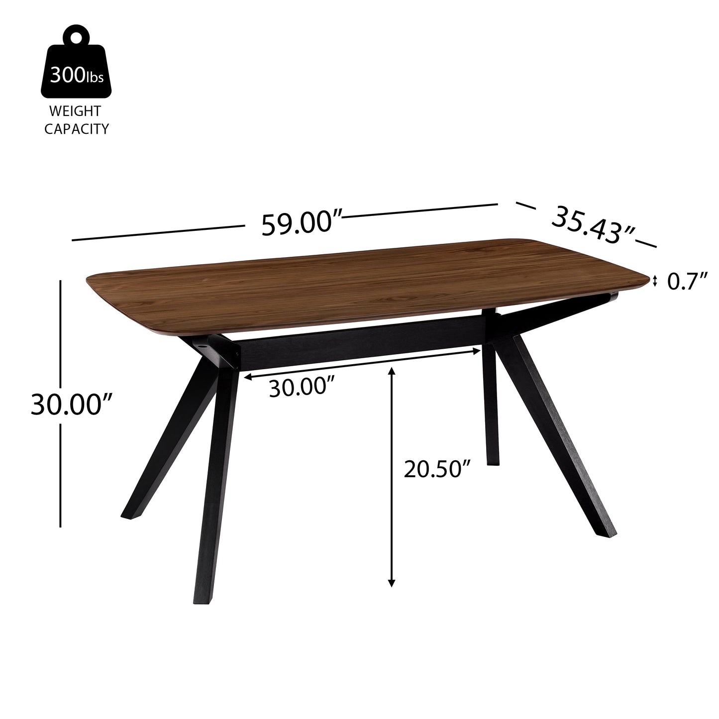 Wood Dining Table,Walnut+Black image 2