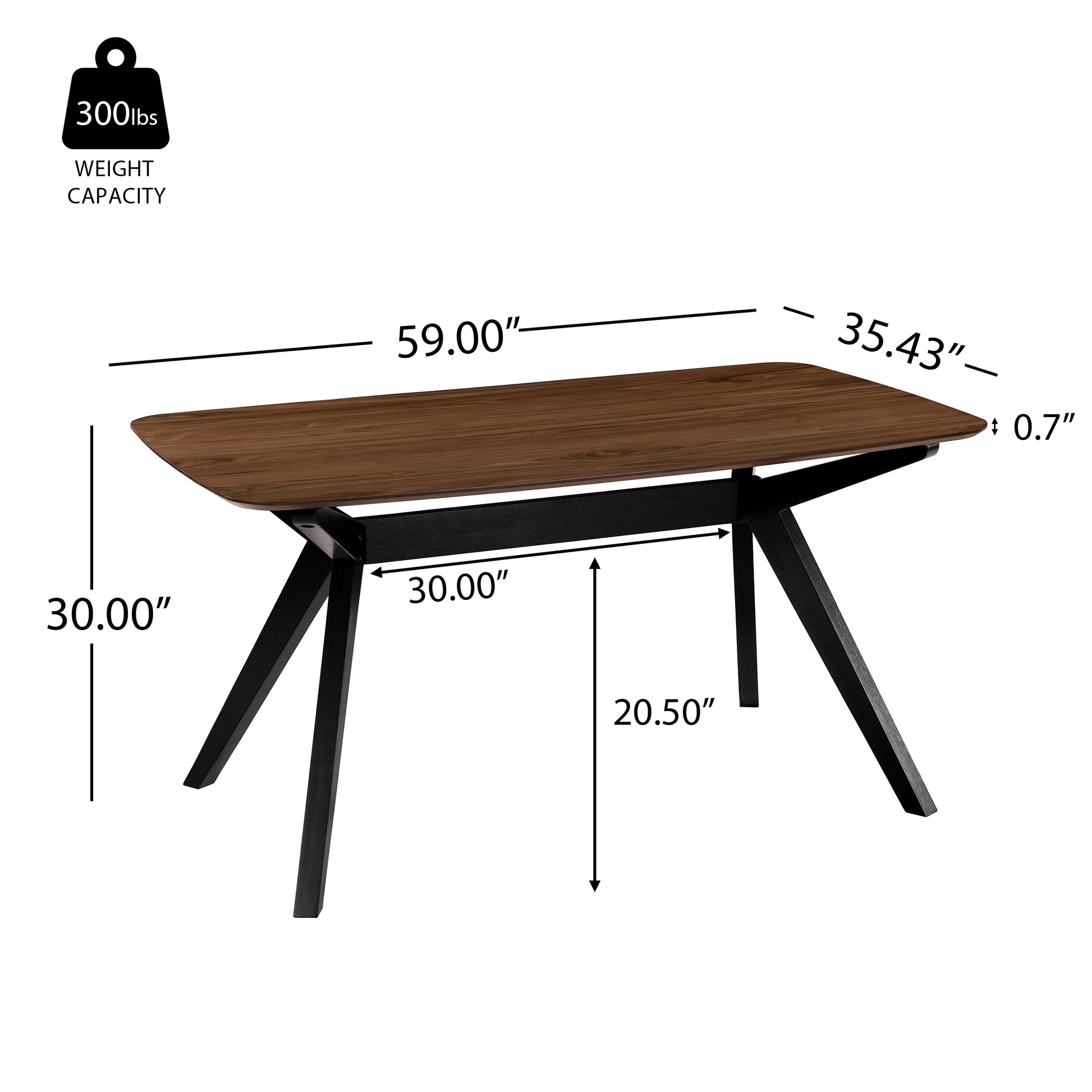 Wood Dining Table,Walnut+Black image 2