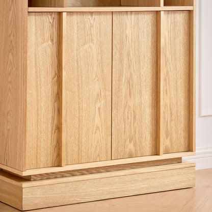 Sideboard Buffet Cabinet with Storage, Farmhouse Fluted Sideboard with 2 Doors & Adjustable Shelf, TV Media Console, Storage Cabinet for Entryway Hallway Kitchen Dining Living Room, Natural image 10