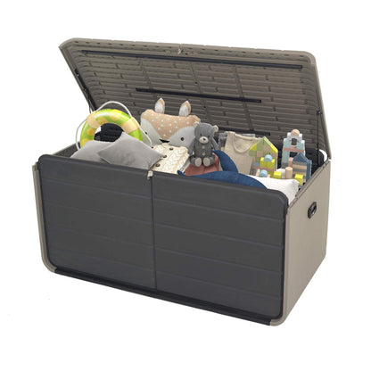 Resin Deck Box 160 Gallons, Large Heavy-Duty Outdoor Storage Box, Lockable & Waterproof Patio Outside Storage Box for Patio Furniture, Tools, Pool Supplies image 1