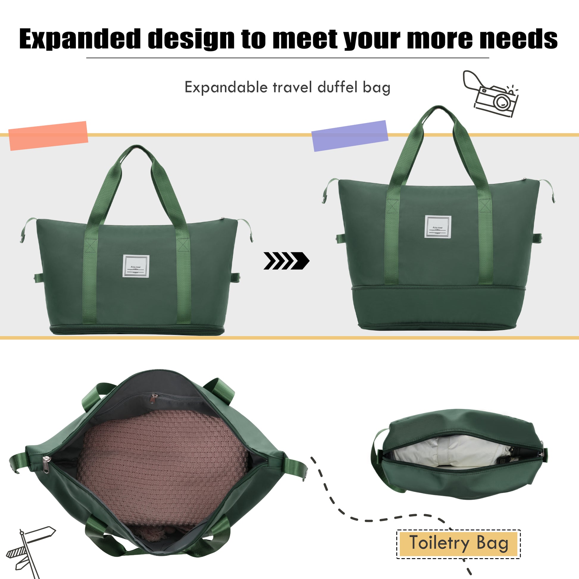 Softside Luggage Expandable 3 Piece Set Suitcase with Duffel Bag Upright Spinner Softshell Lightweight Luggage Travel Set-22/26/30 IN image 9