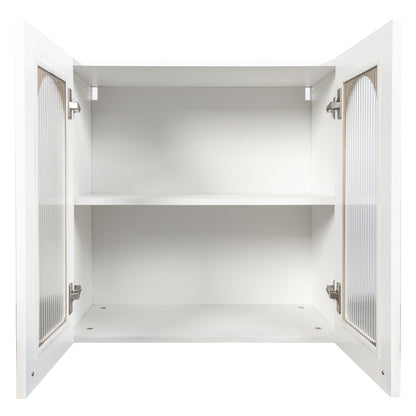 Wall Cabinet,Arched Glass door Display Wall Mounted Cabinet, Floating Cabinet with inadjustable Shelves for Kitchen,Bathroom,Living Room image 8