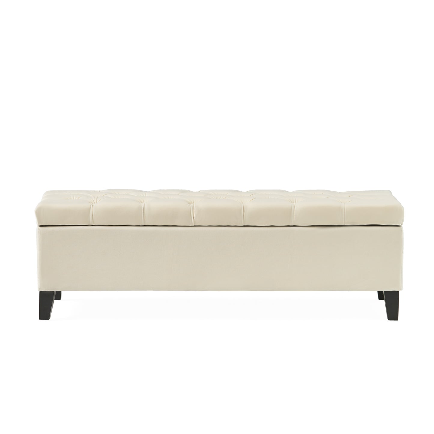 Button - Tufted and Diamond - Stitched Storage Ottoman, Beige image 12