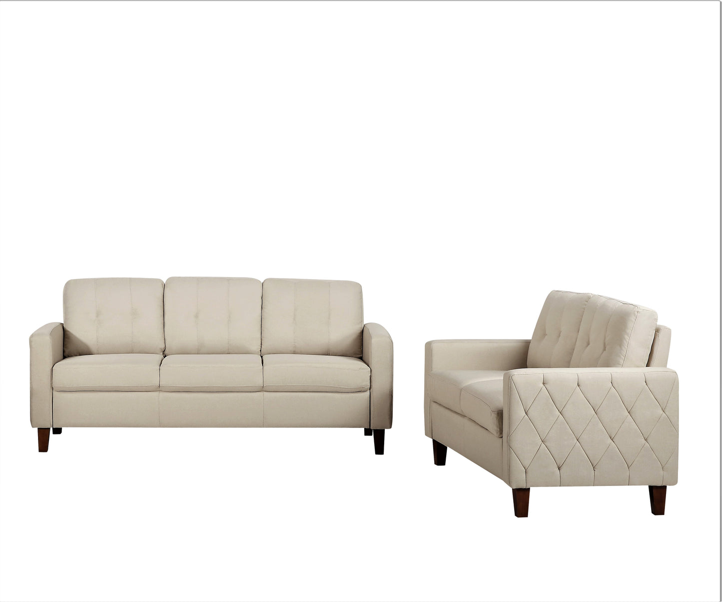 Piped Trim Square Arm Button Tufted Upholstered Accent Chair, Polyester Fabric Single Sofa Chair for Living Room image 3