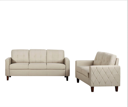 Piped Trim Square Arm Button Tufted Upholstered Accent Chair, Polyester Fabric Single Sofa Chair for Living Room image 3
