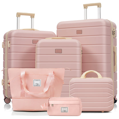 Travelpro Max 6-Piece Hardside Luggage Set with TSA Lock, 14/20/24/28 Inch Spinner Suitcase Set with Expandable Travel Duffel Bag & Waterproof Toiletry Kit, Adjustable Handle (pink) image 1
