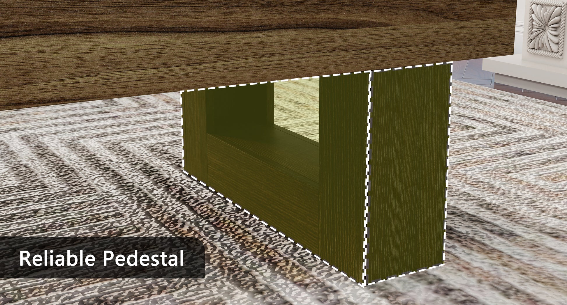 42 Inch Wood Rectangular Coffee Table, All MDF Farmhouse Accent Center Low Cocktail Tea Table with Sturdy Base for Living Room-Rustic Brown image 7