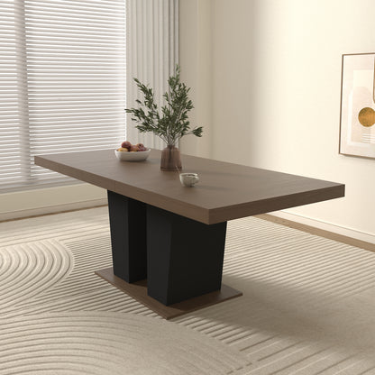 Extendable Dining Room Table for 4-10 People,Wooden Transformer Kitchen Dining Table with Black Double Sturdy Pedestal Base, Modern Expandable Large Table image 6