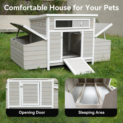 Large Wooden Chicken Coop Outdoor Hen House Poultry Cage for Outdoor with 2 Sides Nesting Boxes image 5